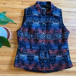Ruff Hewn Vest, Puffer, Vintage Style Southwestern Tribal Print, Pockets